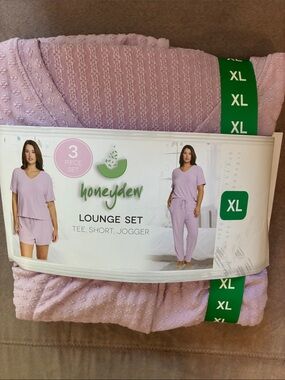 NWT honeydew 3pcs Women’s Lavender Lounge Set - Tee, Short & Jogger (XL)